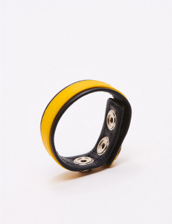 Yellow & Black Leather Cock Ring from Black Label