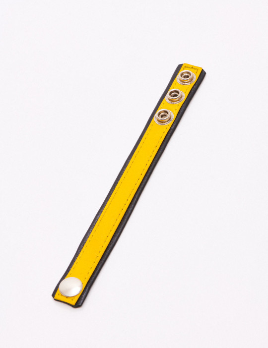 Yellow & Black Leather Cock Ring open