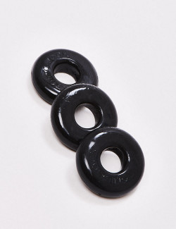 Pack of 3 black Cock Rings Flex TPR from Oxballs packaging