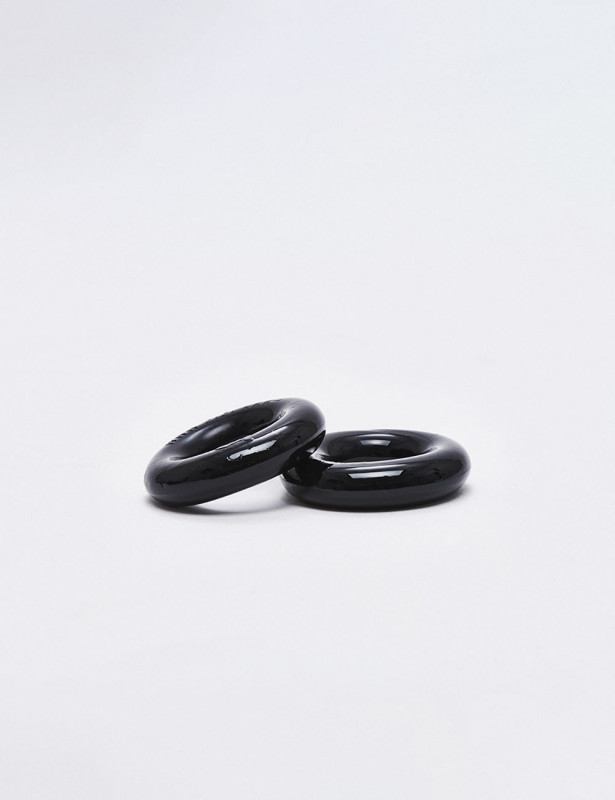 Pack of 2 black silicone cock rings