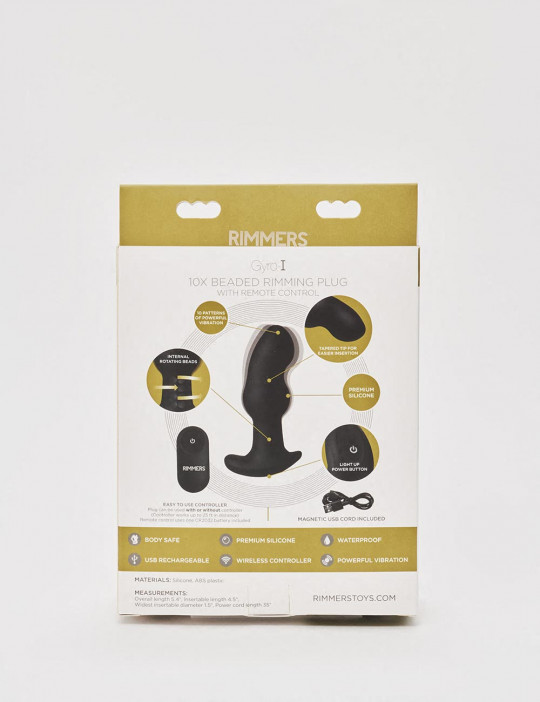 Gyro-I Vibrating Anal Plug from Rimmers back packaging