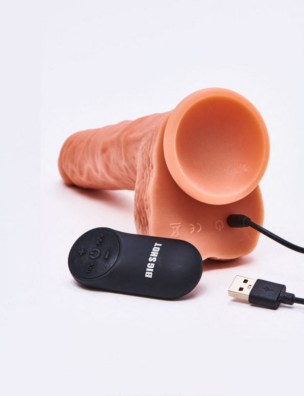 Big Shot Vibrating & Thrusting Remote control Silicone Dong